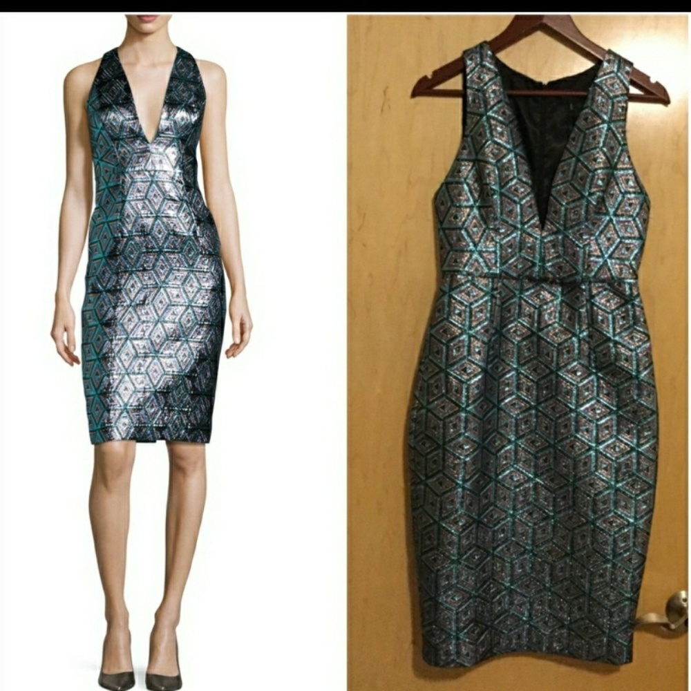 MILLY Callie Sleeveless diamond Jacquard Cocktail